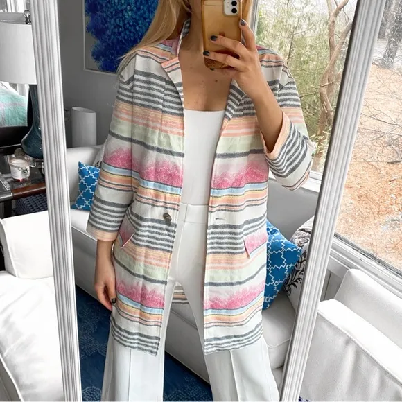 🌷 ALBA MODA WHITE MULTI STRIPE SPRING JACKET!