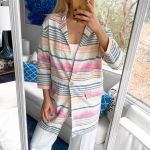 🌷 ALBA MODA WHITE MULTI STRIPE SPRING JACKET!