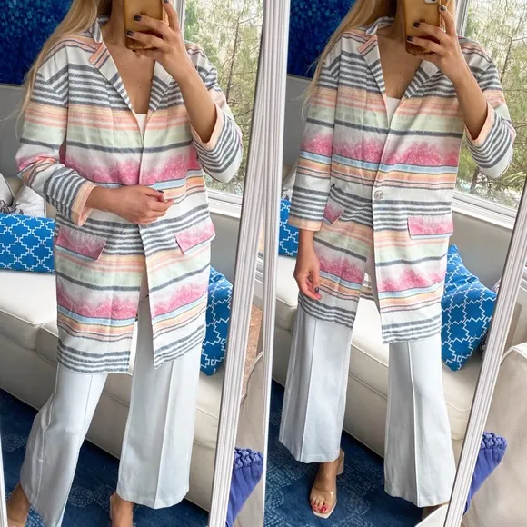 🌷 ALBA MODA WHITE MULTI STRIPE SPRING JACKET!