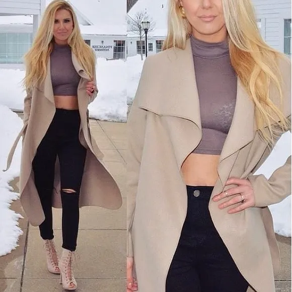 🍂 BOOHOO TAN WOVEN CLASSIC COAT!