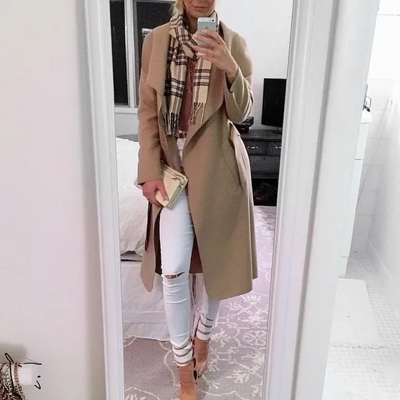 🍂 BOOHOO TAN WOVEN CLASSIC COAT!