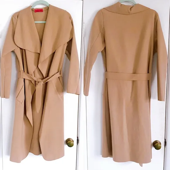 🍂 BOOHOO TAN WOVEN CLASSIC COAT!