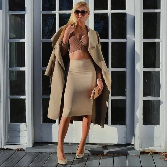 🍂 BOOHOO TAN WOVEN CLASSIC COAT!