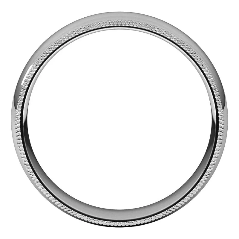 10K White Gold 6 mm double milgrain half round comfort fit Wedding Band