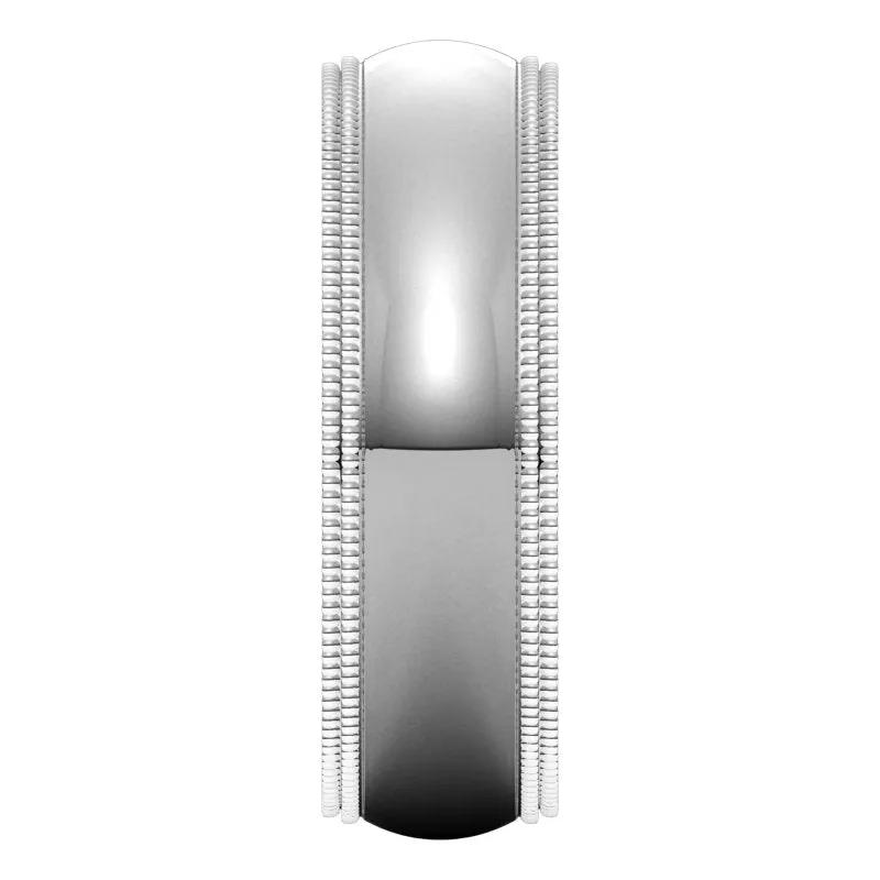 10K White Gold 6 mm double milgrain half round comfort fit Wedding Band