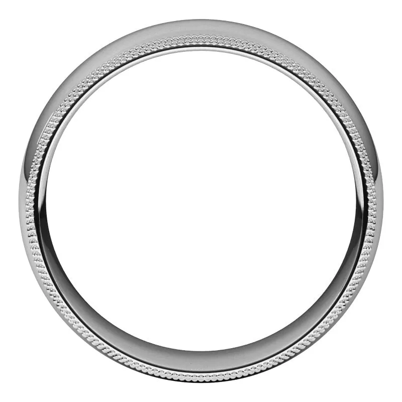 10K White Gold 7 mm double milgrain half round comfort fit Wedding Band