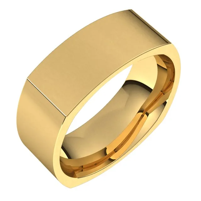 10K Yellow Gold 7 mm Square Comfort Fit Wedding Band