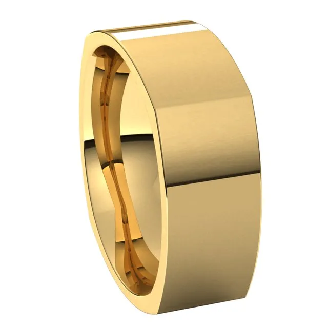 10K Yellow Gold 7 mm Square Comfort Fit Wedding Band