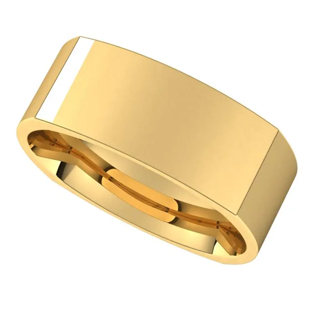 10K Yellow Gold 7 mm Square Comfort Fit Wedding Band