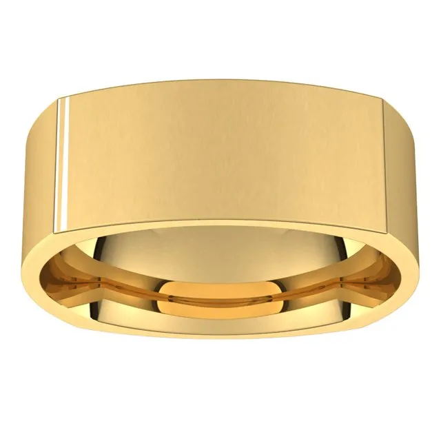 10K Yellow Gold 7 mm Square Comfort Fit Wedding Band