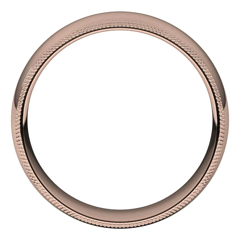 14K Rose Gold 7 mm double milgrain half round comfort fit Wedding Band