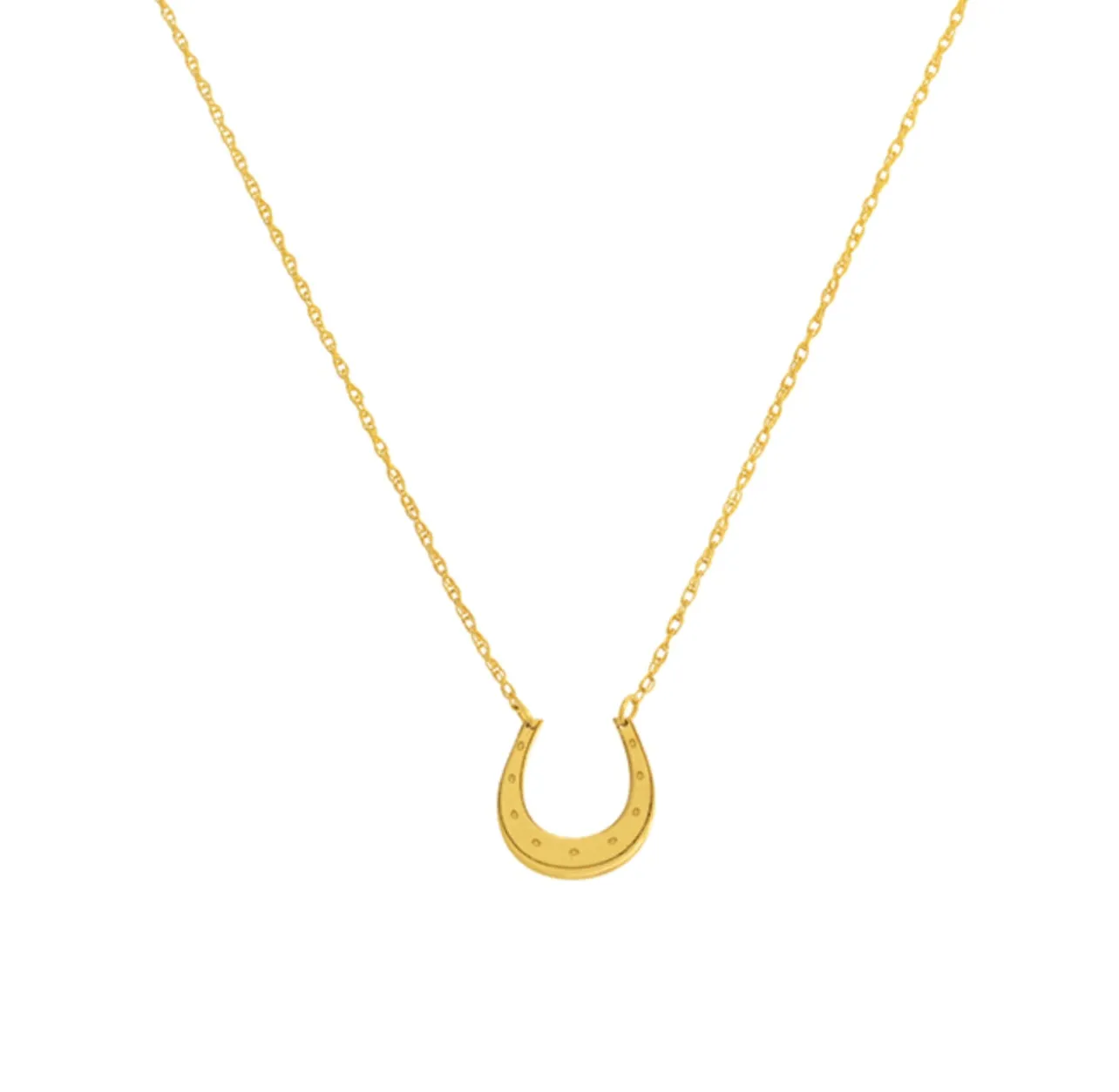 14K Yellow Gold Horse Shoe Necklace