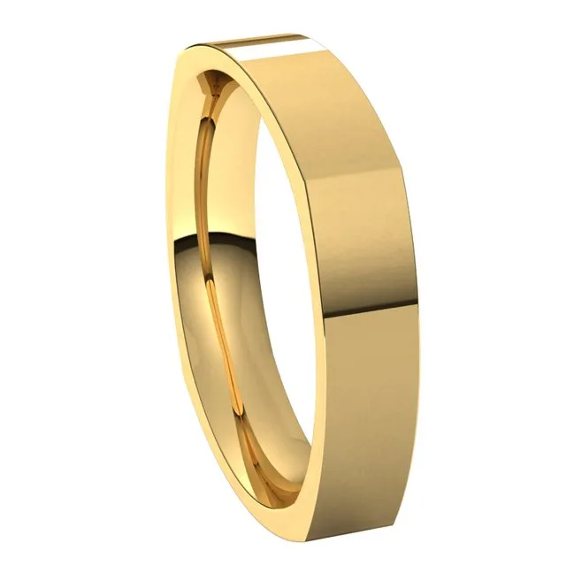 18K Yellow Gold 4 mm Square Comfort Fit Wedding Band