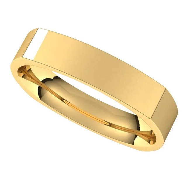 18K Yellow Gold 4 mm Square Comfort Fit Wedding Band