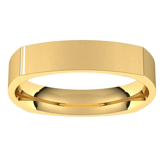 18K Yellow Gold 4 mm Square Comfort Fit Wedding Band