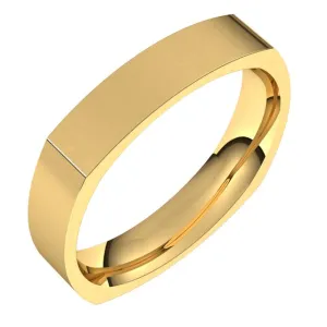 18K Yellow Gold 4 mm Square Comfort Fit Wedding Band