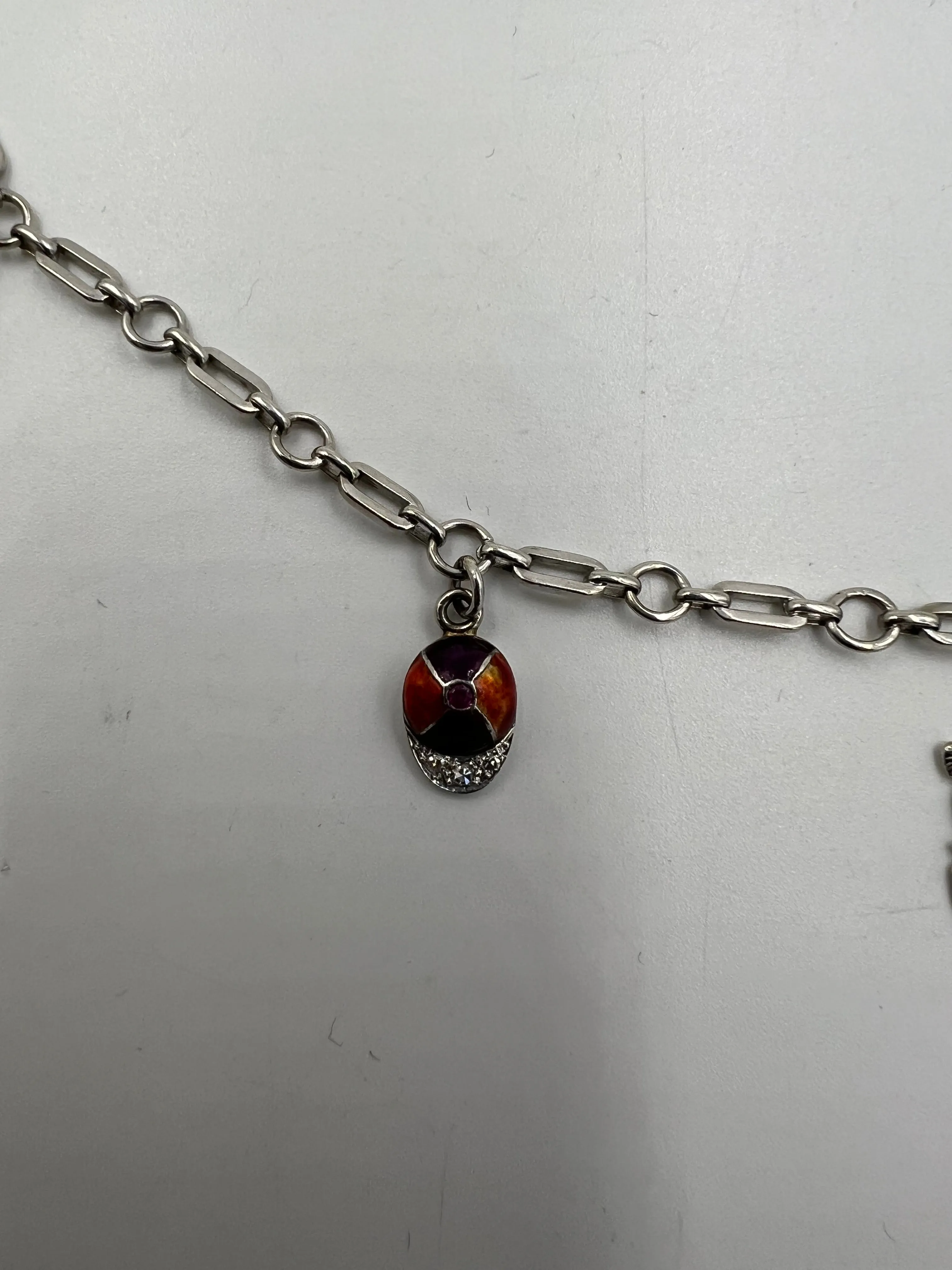 1930s Art Deco 4 Equestrian Charms White Gold Bracelet