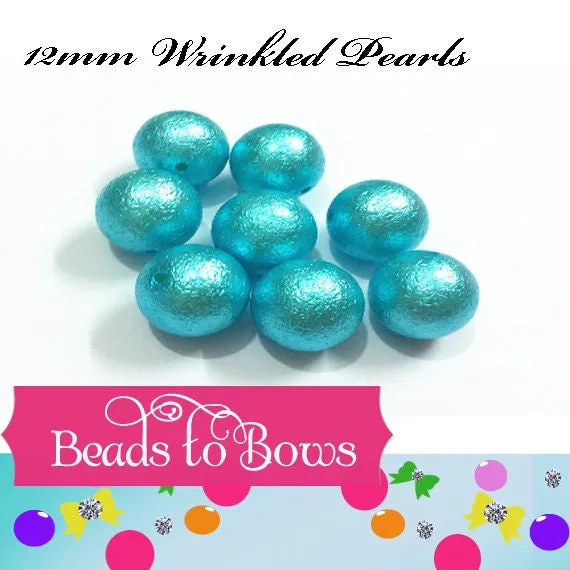 20mm Light Turquoise Wrinkled Bubblegum Pearl Beads, Gumball Beads,  Round Wrinkled Pearls, Acrylic  Beads, Chunky Necklace Supply Bead,