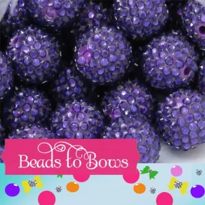 20mm Purple Rhinestone Beads, Bubblegum Bead, Chunky Rhinestone Bead Gumball Bead, 20mm  Bubblgum Bead Supply, Chunky Bead Supply