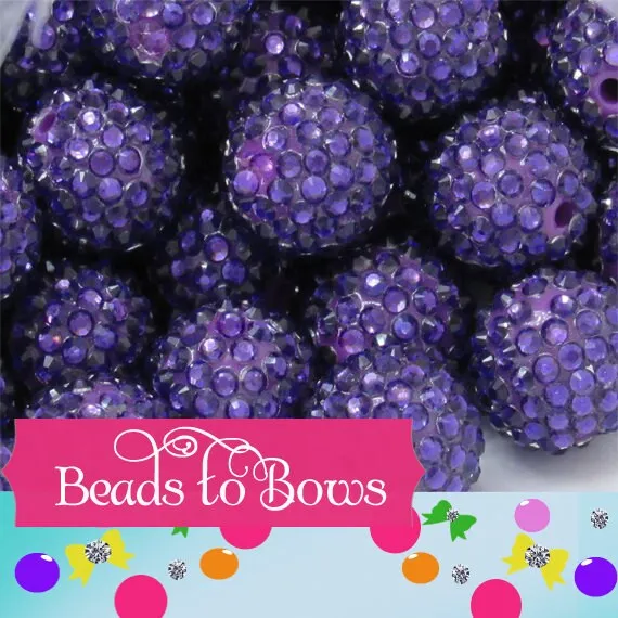 20mm Purple Rhinestone Beads, Bubblegum Bead, Chunky Rhinestone Bead Gumball Bead, 20mm  Bubblgum Bead Supply, Chunky Bead Supply
