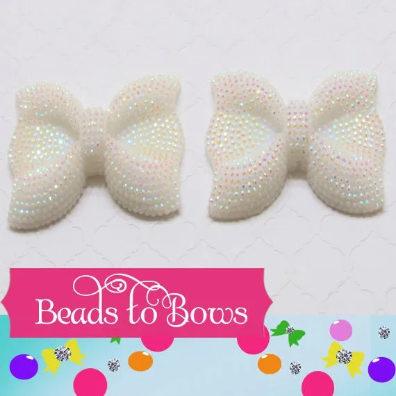 54mm White Rhinestone Bubblegum Bow bead, 1ct for .99 Bow Bead, Chunky Bow, Bubblegum Rhinestone Bead, Chunky Necklace Bow Bead, Bead Supply
