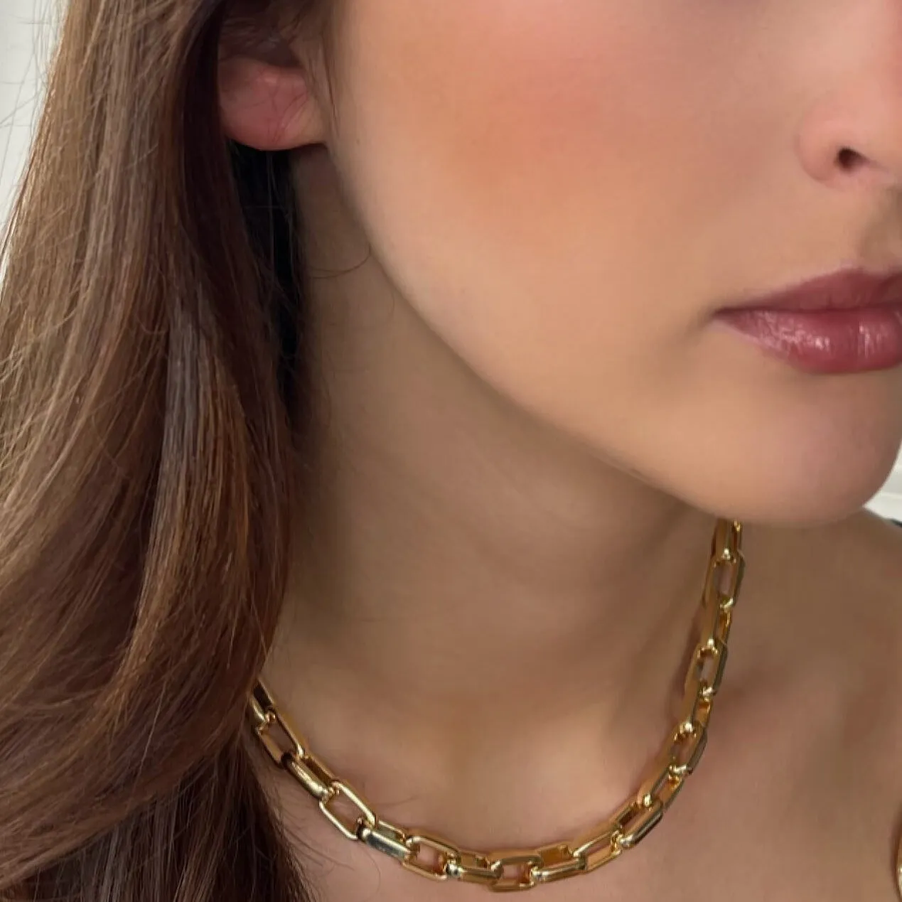 Absolute Gold Chunky Rectangle Link Necklace
