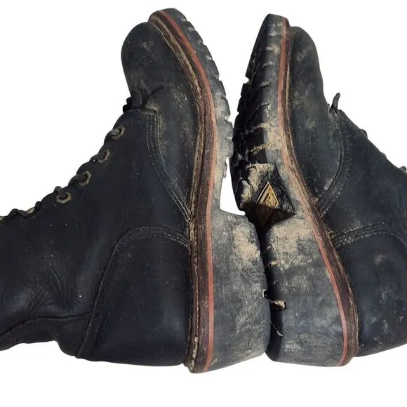 Ad Tec Boots Mens Size 8 M Black Lace Up Fringe Vintage