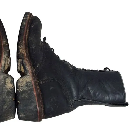 Ad Tec Boots Mens Size 8 M Black Lace Up Fringe Vintage