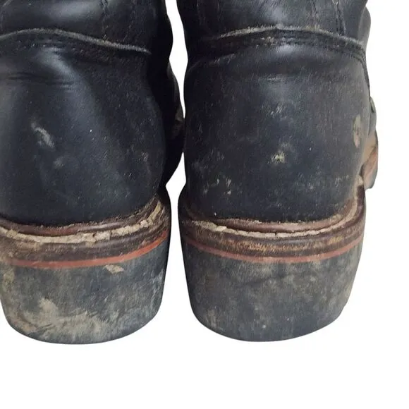 Ad Tec Boots Mens Size 8 M Black Lace Up Fringe Vintage