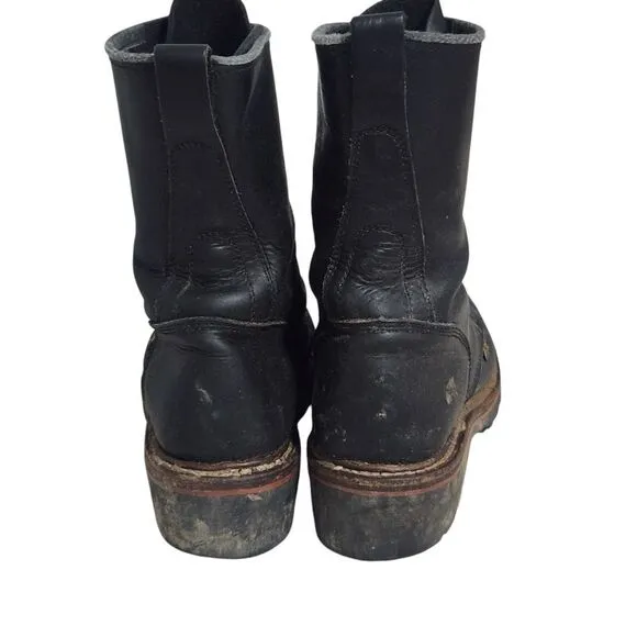 Ad Tec Boots Mens Size 8 M Black Lace Up Fringe Vintage
