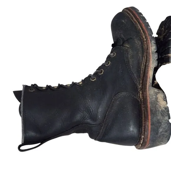Ad Tec Boots Mens Size 8 M Black Lace Up Fringe Vintage