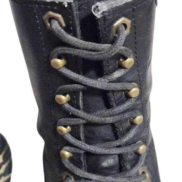 Ad Tec Boots Mens Size 8 M Black Lace Up Fringe Vintage