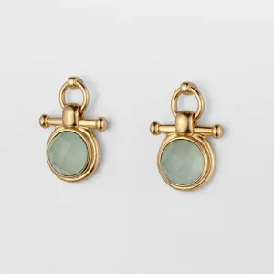 Adele Equestrian Horse Bit Earring Aqua Chalcedony & 14K Gold Vermeil
