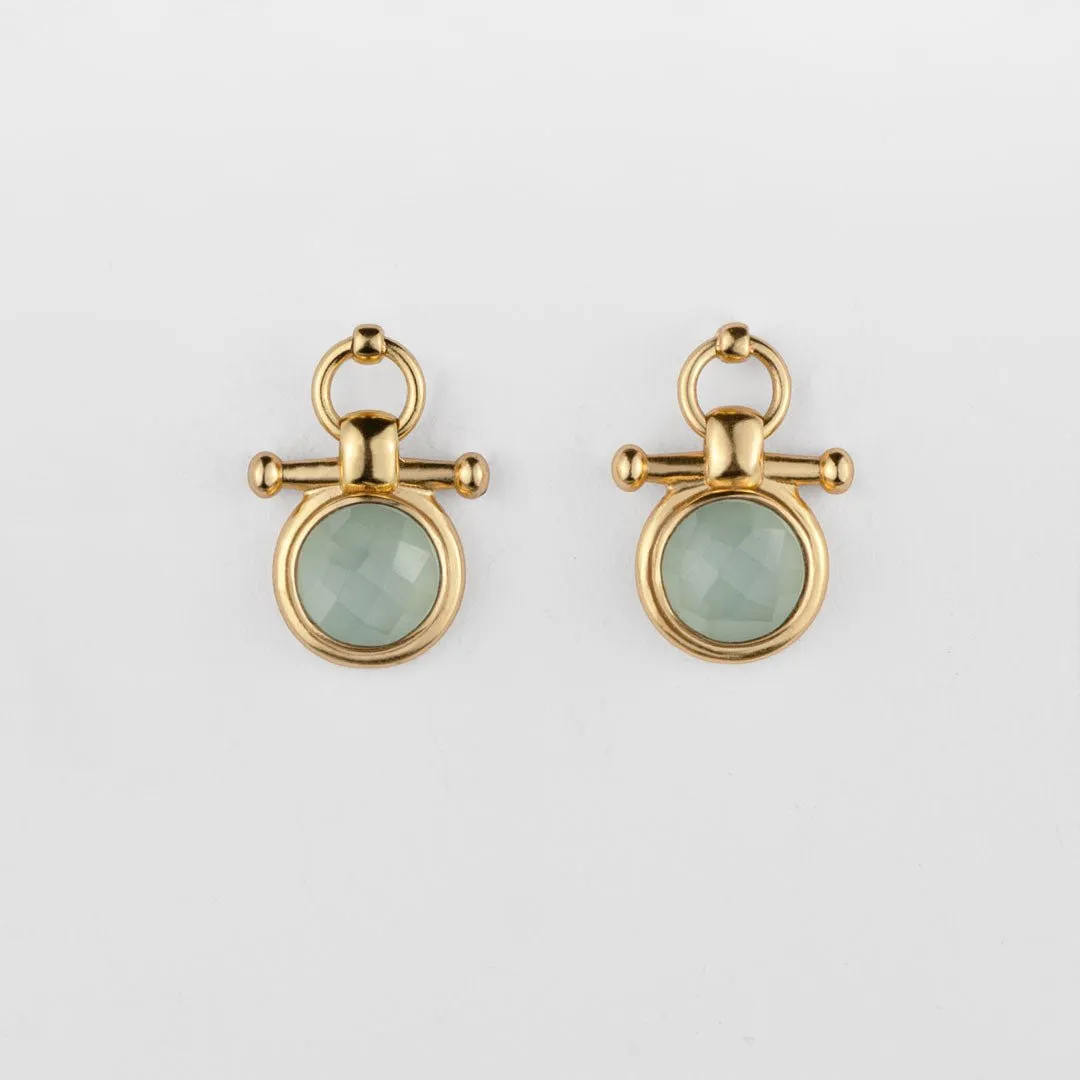 Adele Equestrian Horse Bit Earring Aqua Chalcedony & 14K Gold Vermeil