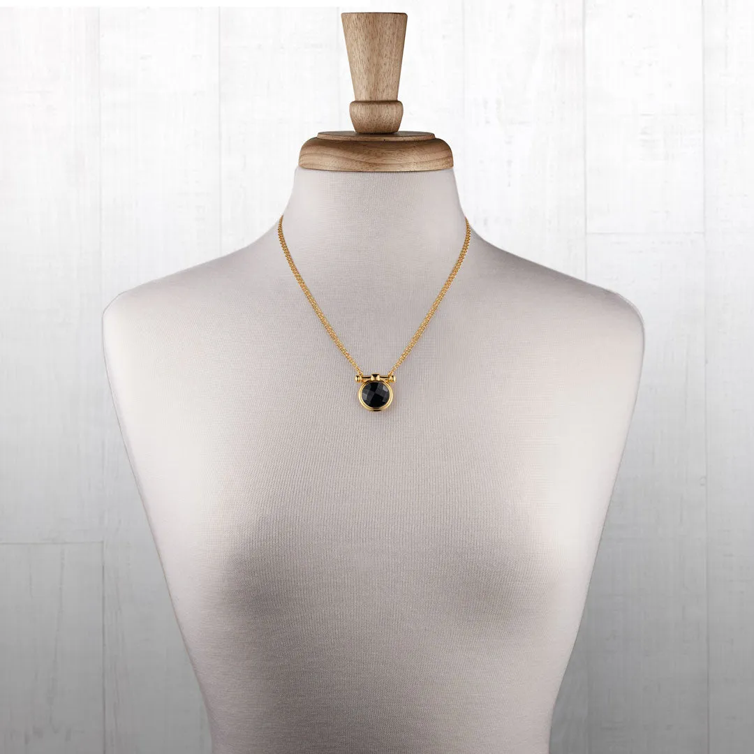 Adele Equestrian Horse Bit Necklace Aqua Chalcedony & 14K Gold Vermeil