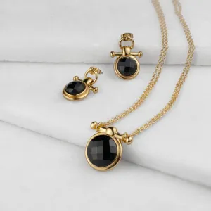 Adele Equestrian Horse Bit Necklace Aqua Chalcedony & 14K Gold Vermeil