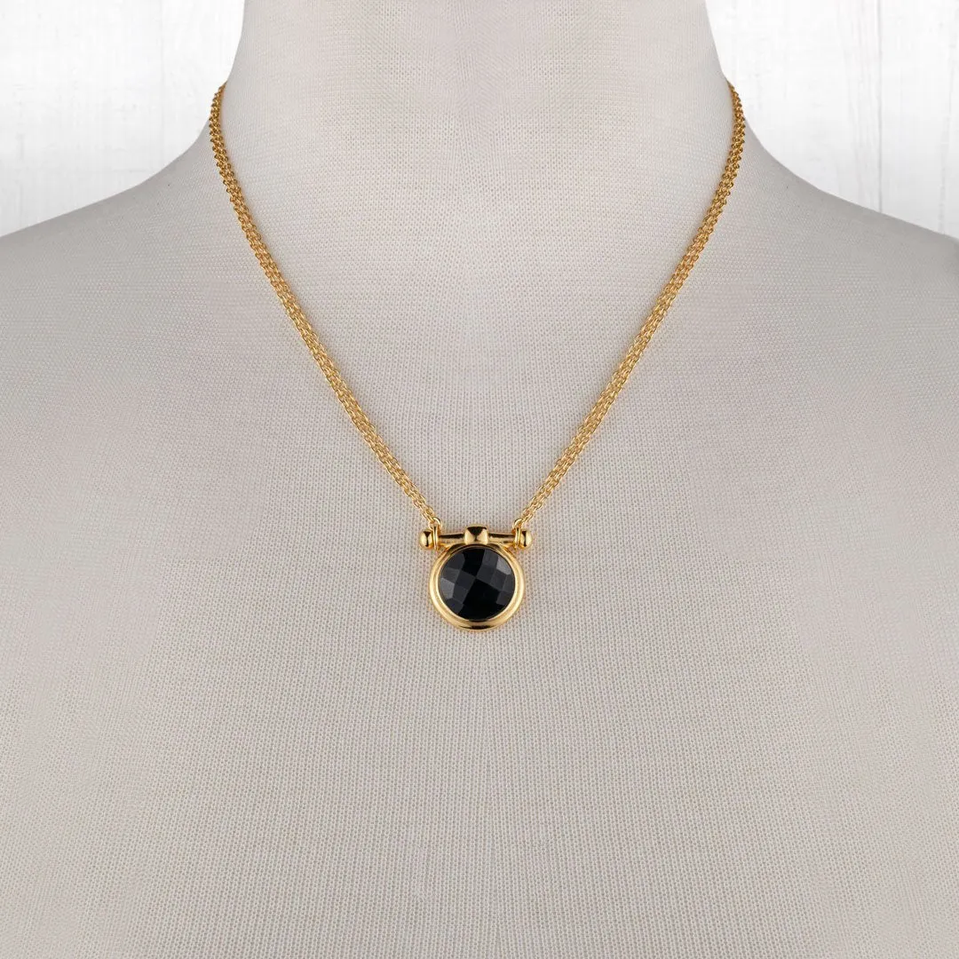 Adele Equestrian Horse Bit Necklace Aqua Chalcedony & 14K Gold Vermeil