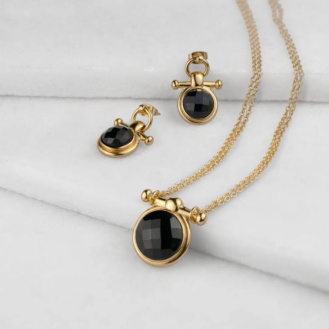 Adele Equestrian Horse Bit Necklace Aqua Chalcedony & 14K Gold Vermeil