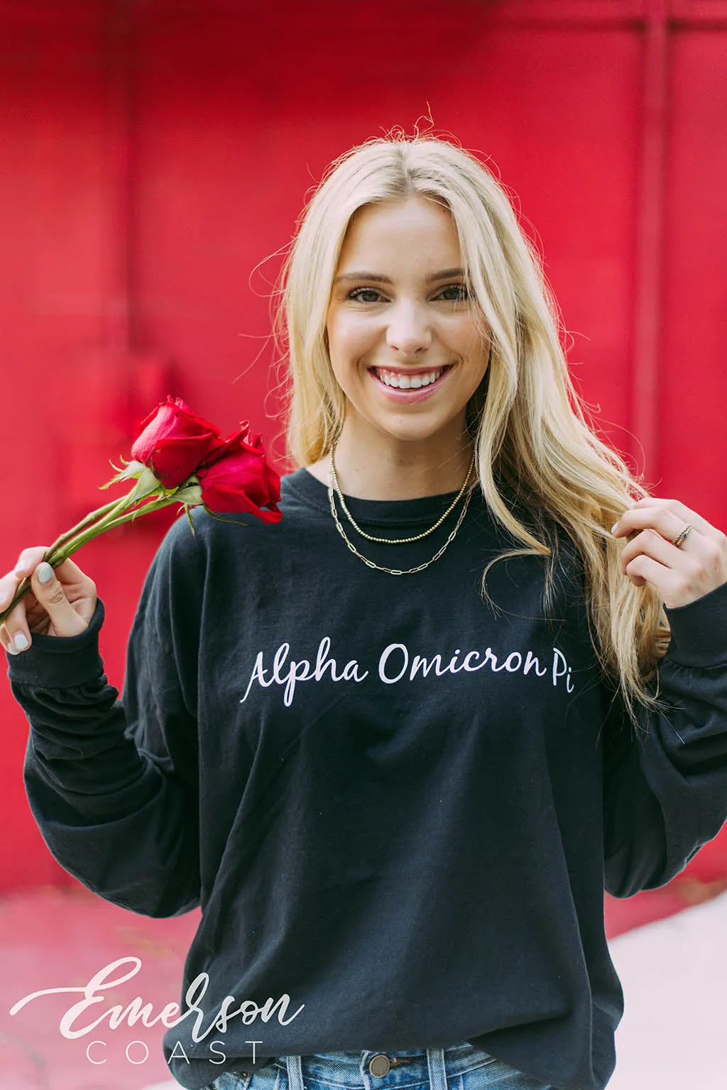 Alpha O Red Rose Formal Tee