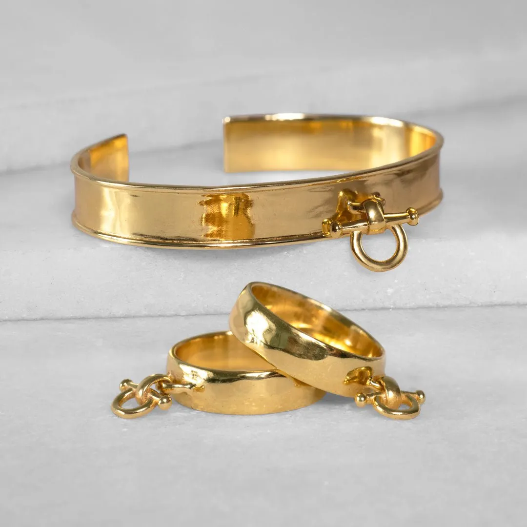 Ariston Horse Bit Bracelet in 14K Gold on Brass Equestrian Bracelet