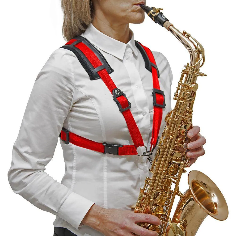 BG Alto, Tenor & Baritone Sax Womens Comfort Harness ~ Red ~ Metal Hook