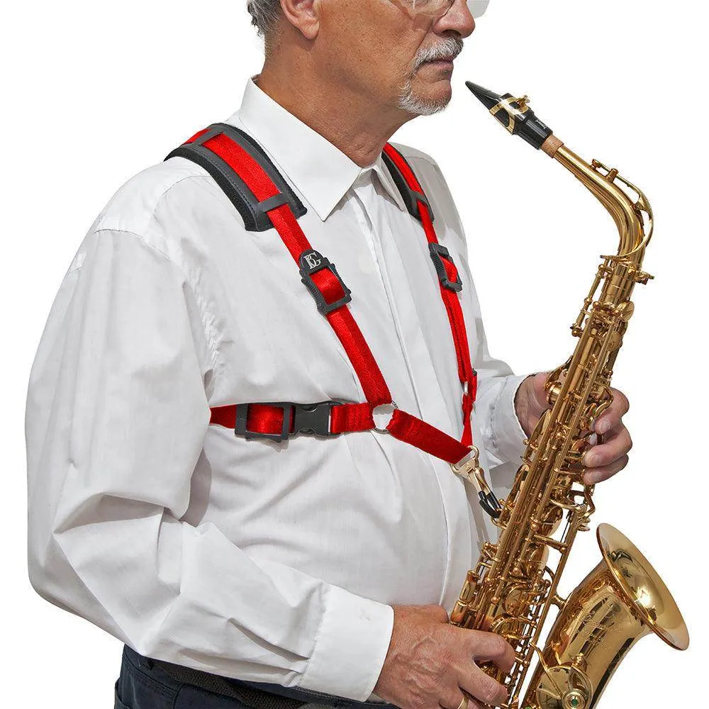BG Alto, Tenor & Baritone Sax XL Comfort Harness ~ Red ~ Metal Coated Hook