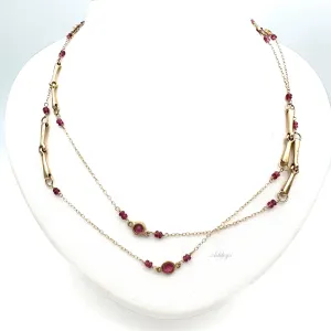 Bit Necklace, 14k gold Pink Tourmaline Bit Chain