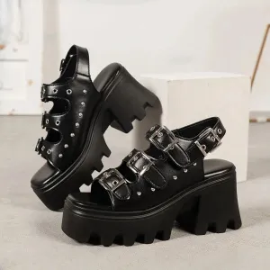 Black Gothic Chunky Platform Sandals