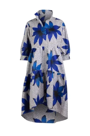 BLUE & WHITE HIGH LOW DRESS