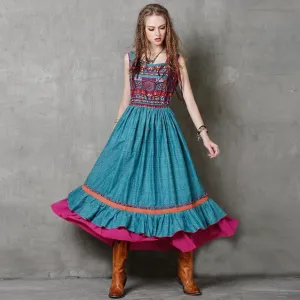 Boho Blues Maxi Sundress