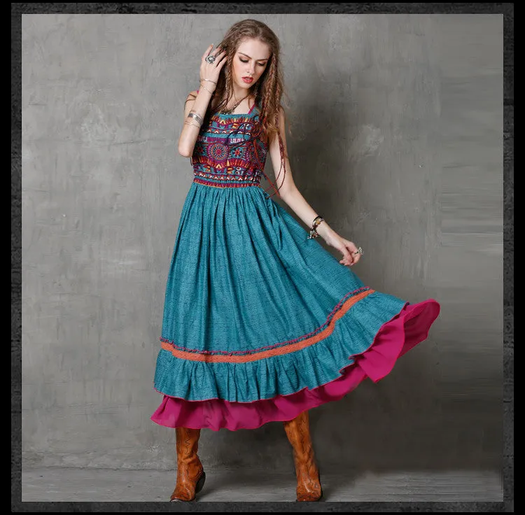 Boho Blues Maxi Sundress