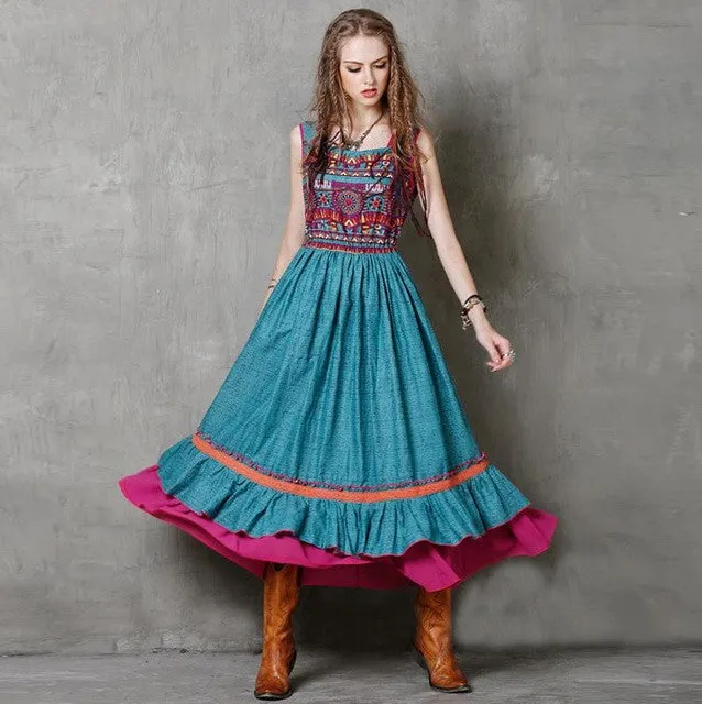 Boho Blues Maxi Sundress