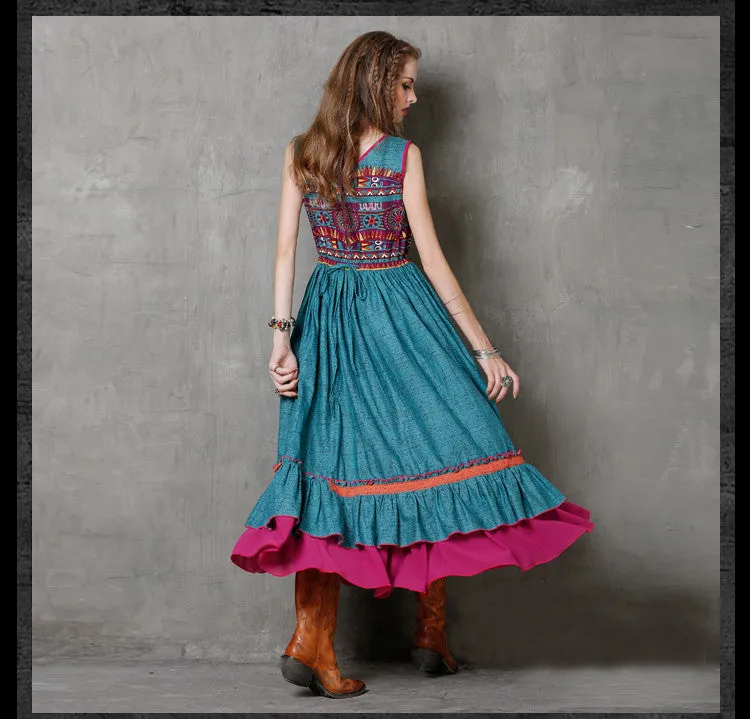 Boho Blues Maxi Sundress