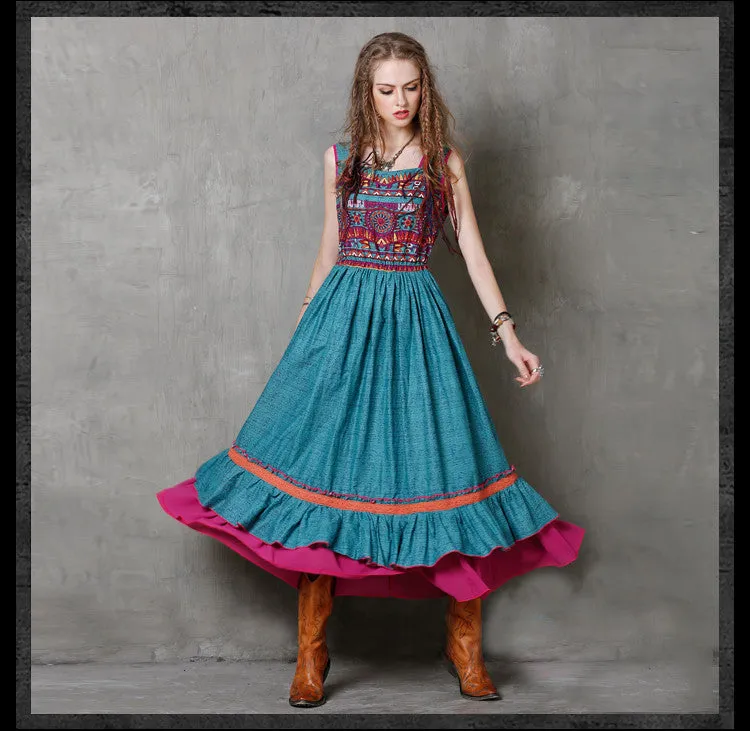 Boho Blues Maxi Sundress